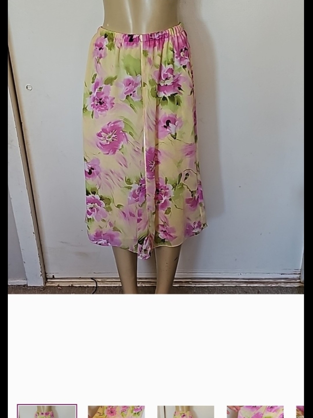 S.L. Fashions Pink Floral Midi Skirt